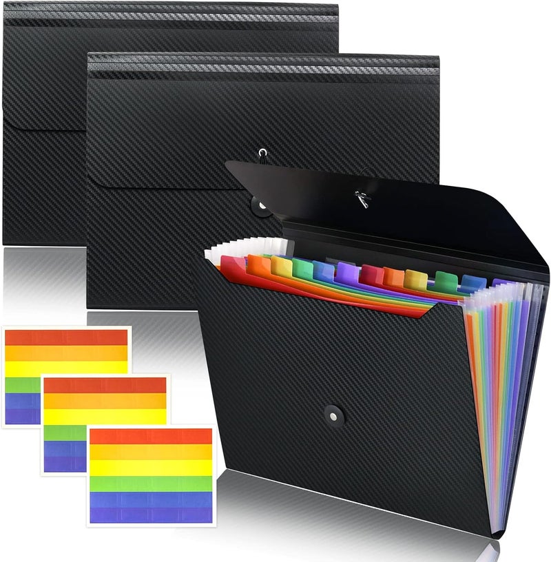Cesil 3Pcs Accordian File Organizer Expanding File Folder, 13 Pockets File Holder Organizer, A4 Letter Size Paper Document Receipt Organizer Accordion Filing Folder for Classroom, Home, Office - Image 1